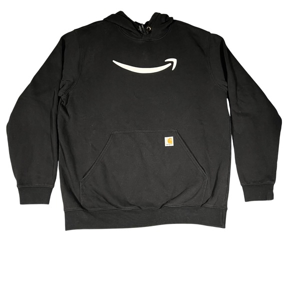 Carhartt Amazon Smile Logo Hoodie Mens Large Black Loose Fit Sweatshirt